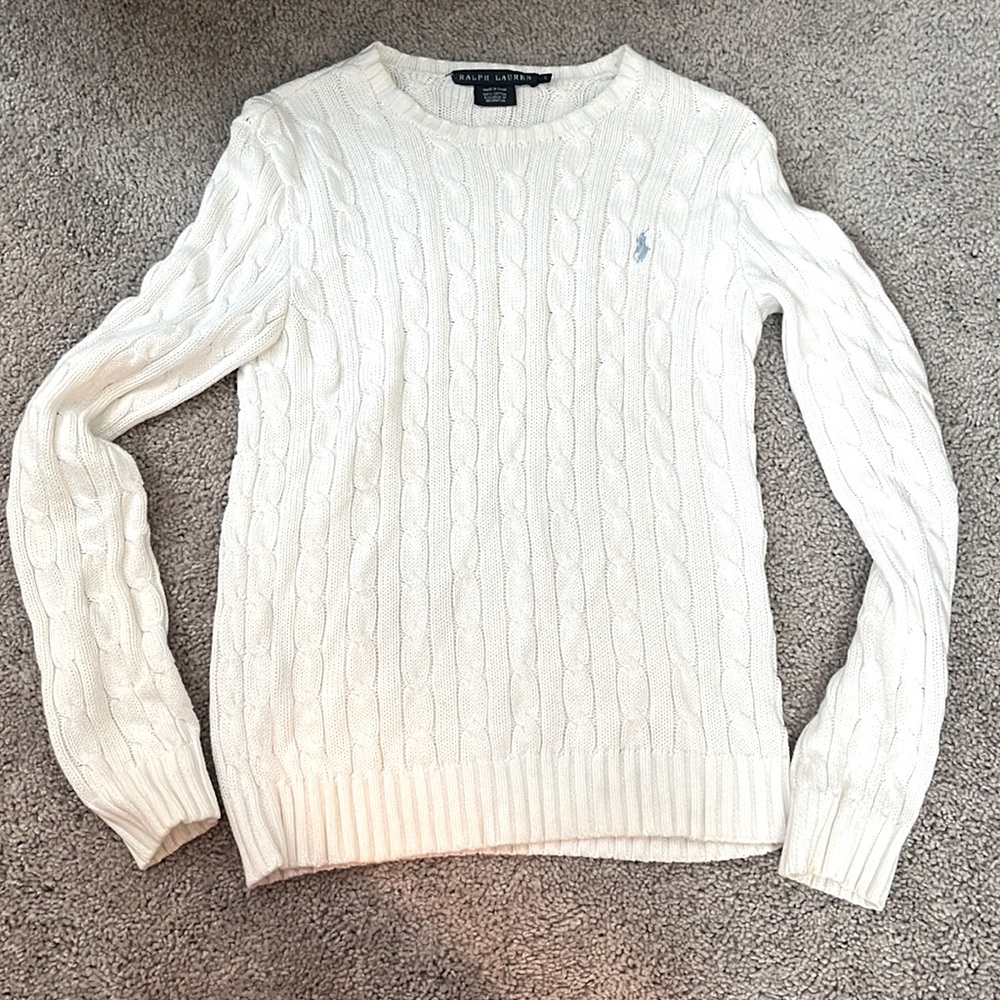 Ralph Lauren small cable knit sweater in white